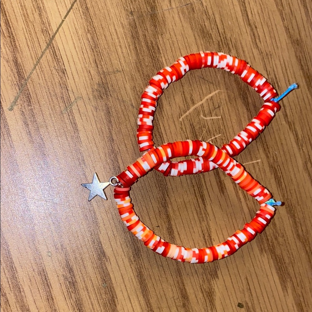 Red and White Beaded Jewelry with Star Charm